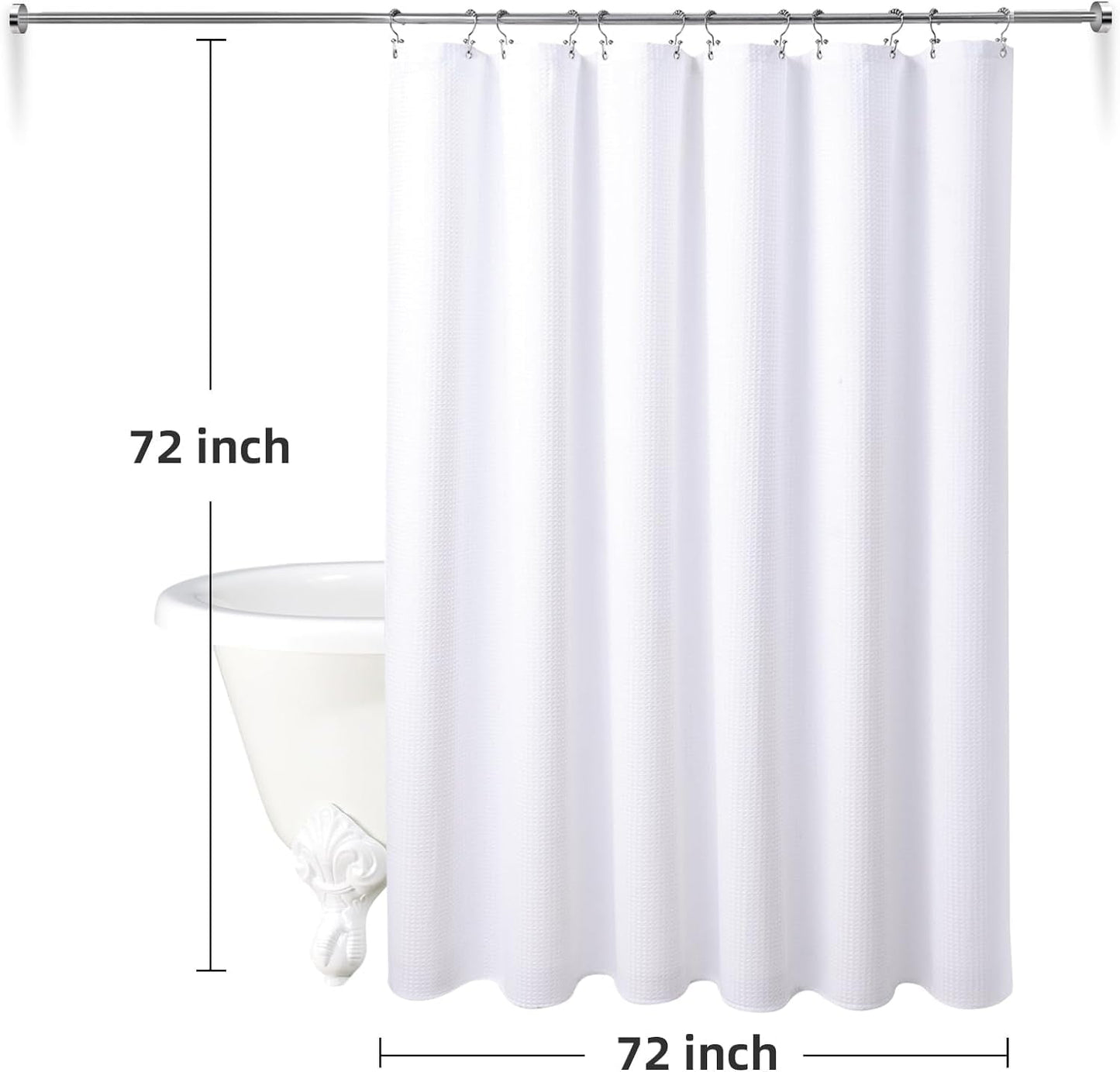 3 in 1 Waterproof Waffle Weave Shower Curtain and Clear Liner Set with 12 Stainless Steel Hooks Double Sided for Bathroom 72 Inches Heavy Duty Polyester Fabric Shower Curtains