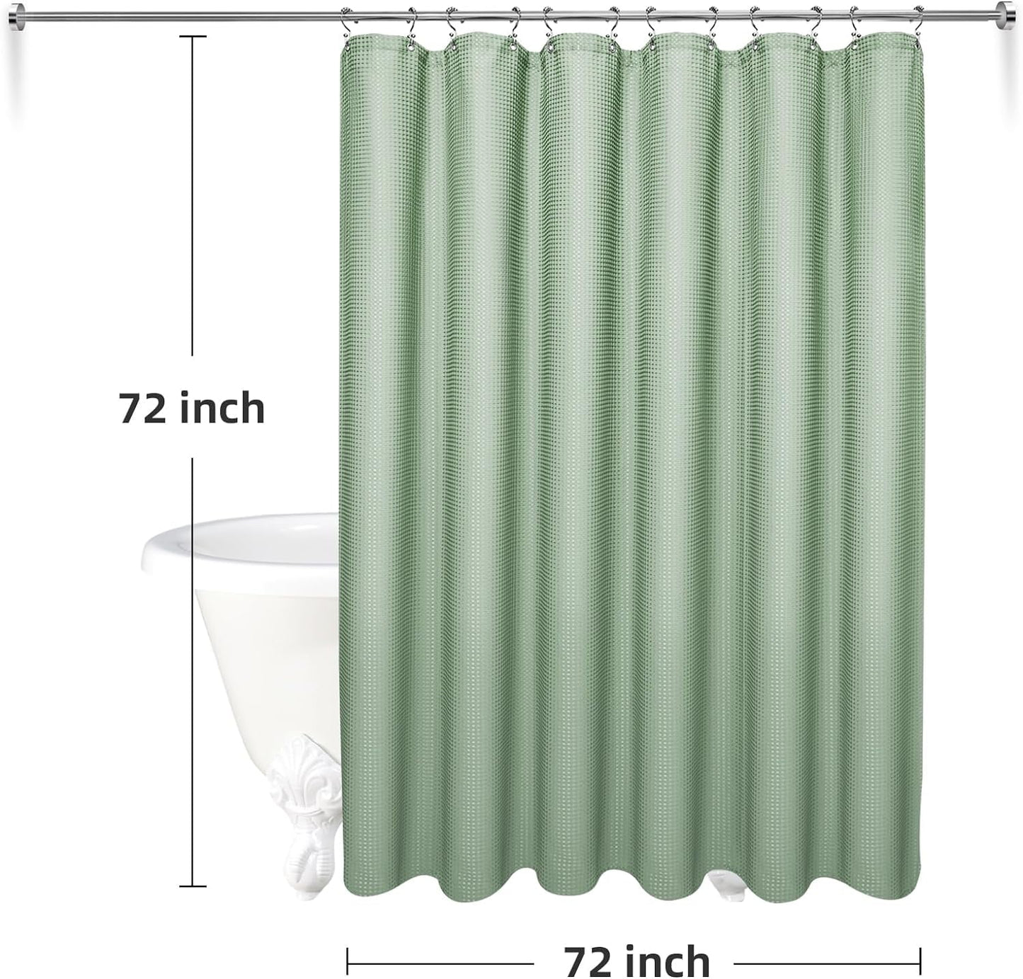 3 in 1 Waterproof Waffle Weave Shower Curtain and Clear Liner Set with 12 Stainless Steel Hooks Double Sided for Bathroom 72 Inches Heavy Duty Polyester Fabric Shower Curtains