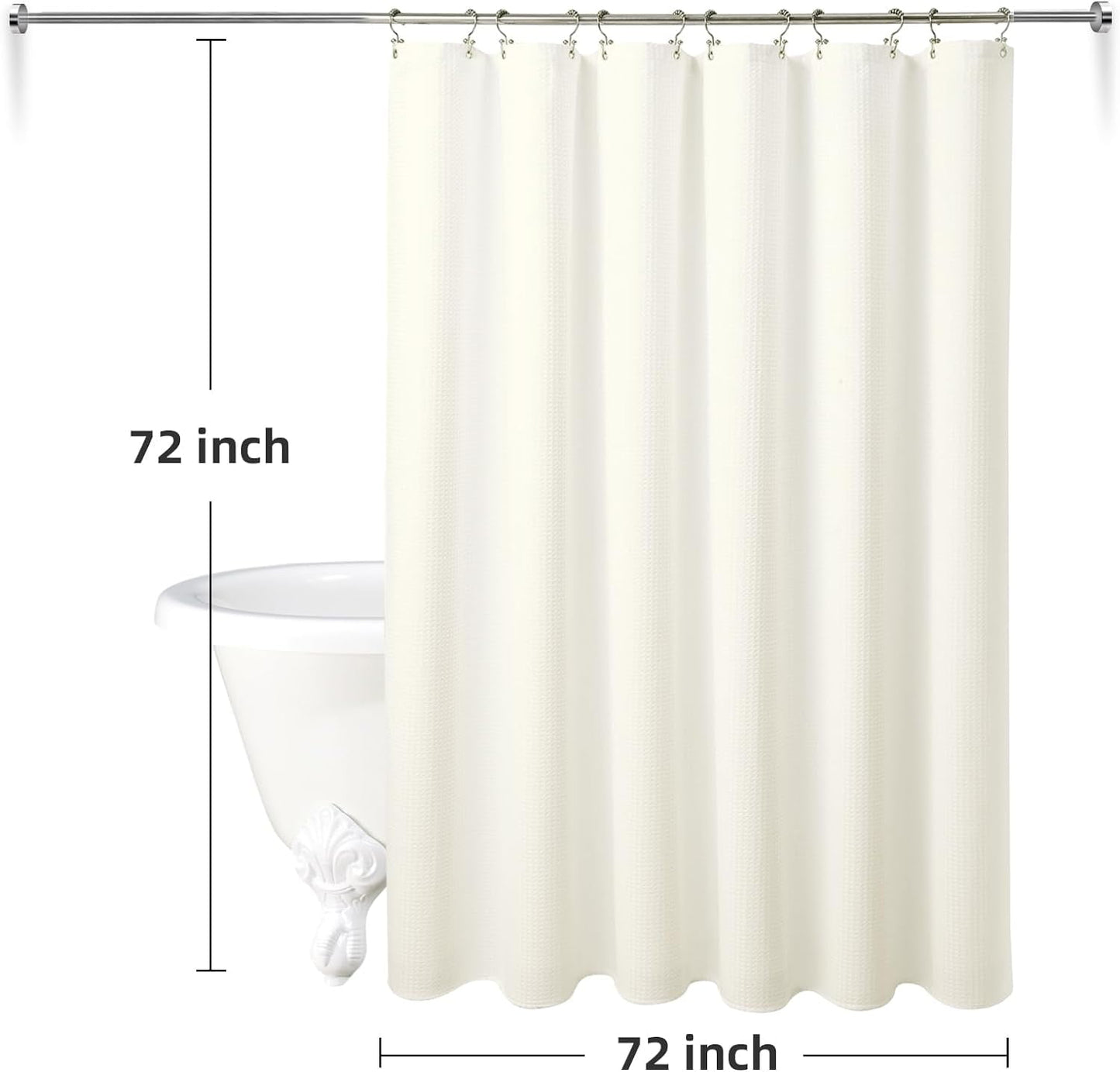 3 in 1 Waterproof Waffle Weave Shower Curtain and Clear Liner Set with 12 Stainless Steel Hooks Double Sided for Bathroom 72 Inches Heavy Duty Polyester Fabric Shower Curtains