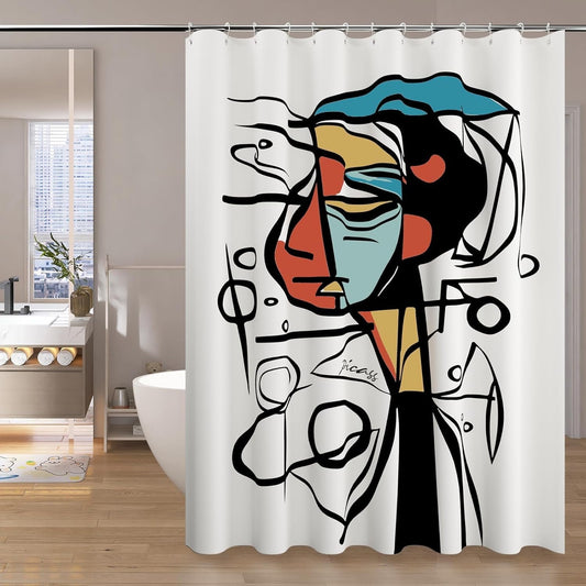 Shower Curtain with 12 Hooks Waterproof Curtain for Bathroom Modern Art Floral Polyester Fabric Abstract Shower Curtains 72x72