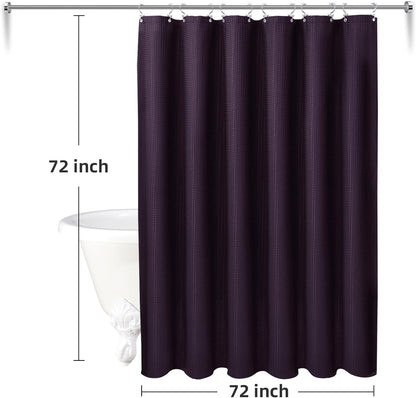 3 in 1 Waterproof Waffle Weave Shower Curtain and Clear Liner Set with 12 Stainless Steel Hooks Double Sided for Bathroom 72 Inches Heavy Duty Polyester Fabric Shower Curtains