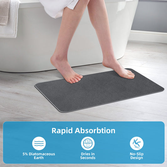 Cotiro Bathroom Carpet -Gray Memory Foam Bathroom Carpet, Suitable for Bathroom Flooring,Bathtub,Shower,Toilet and Decoration,Fast Water Absorption,Fast Dry