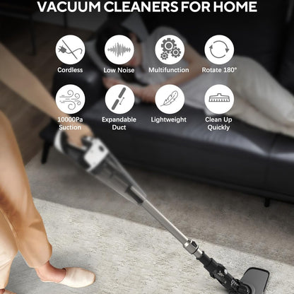 Cordless Vacuum Cleaner - Lightweight High-Power Stick for Pet Hair, Carpet & Hardwood, Portable Wireless-DW282